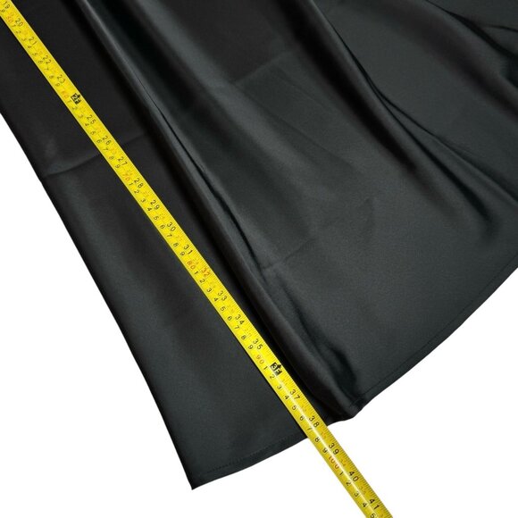 NEW Satin Maxi Skirt Sz. L Black Elastic Waist A-Line Classic Goth Y2K 90s - Picture 8 of 11